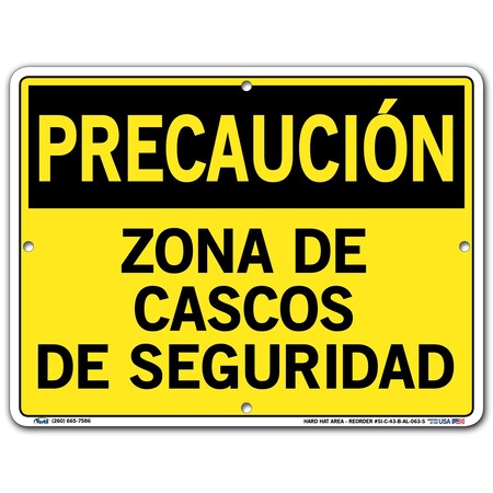 Vestil Aluminum Sign, 9-1/2" Height, 12-1/2" Width, Aluminum, Rectangle, Spanish SI-C-43-B-AL-063-S